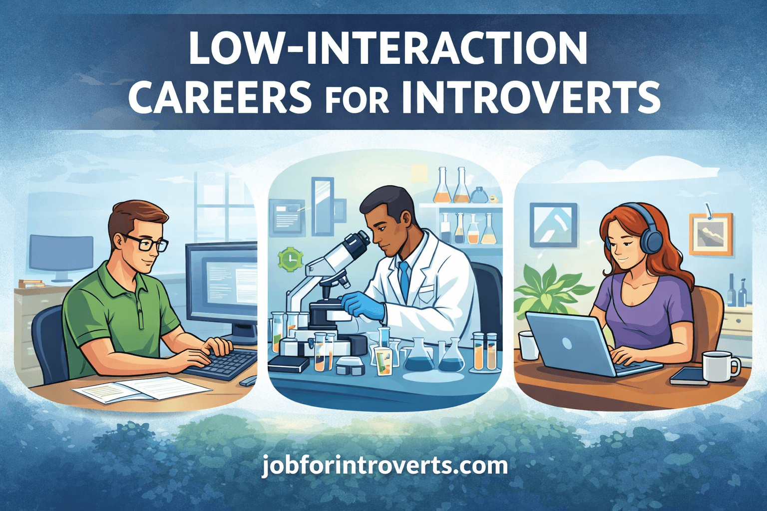 Careers with minimal customer interaction often involve focused work in offices, labs, or remote environments.